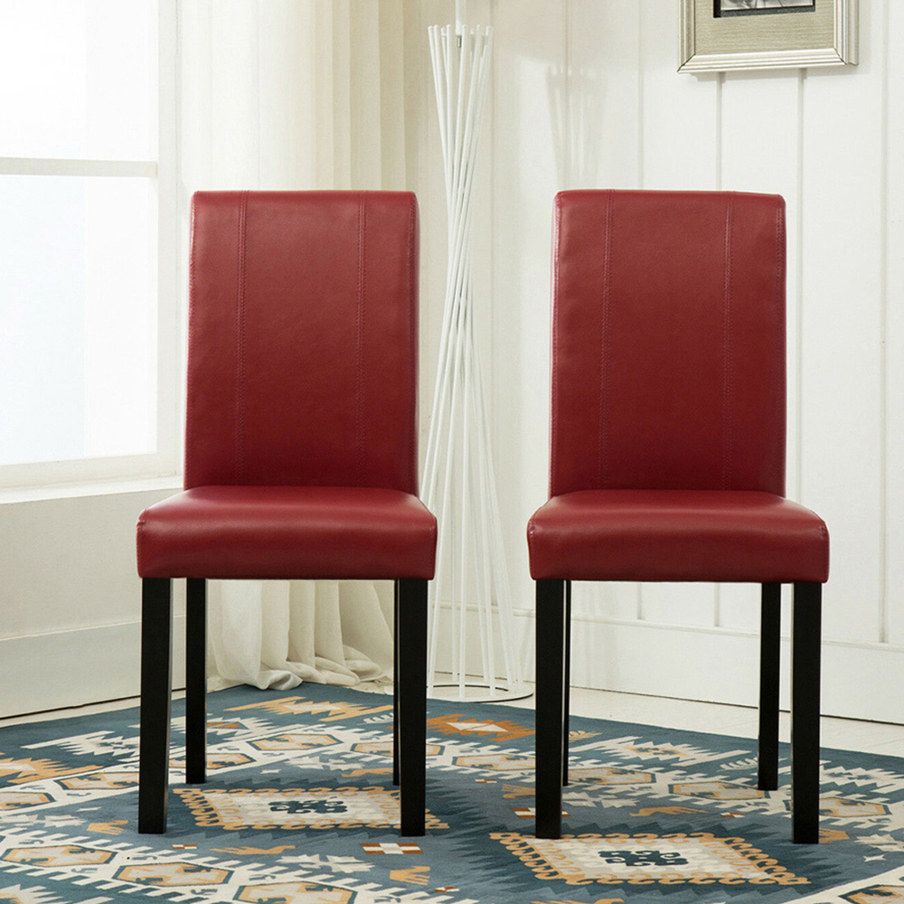 Set of 2 Red Faux Leather Dining Chair Image 2