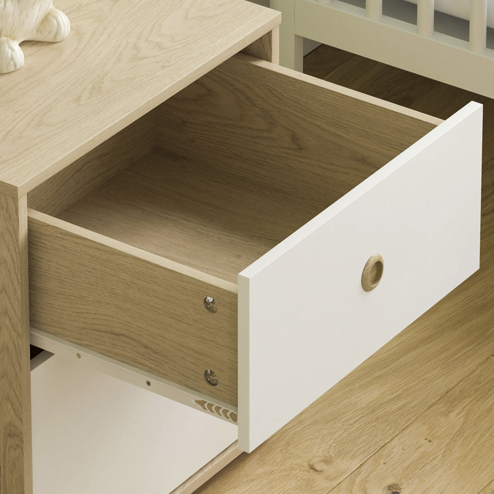 Junior Vida Neptune 2 Drawer White and Oak Bedside Table Image 4