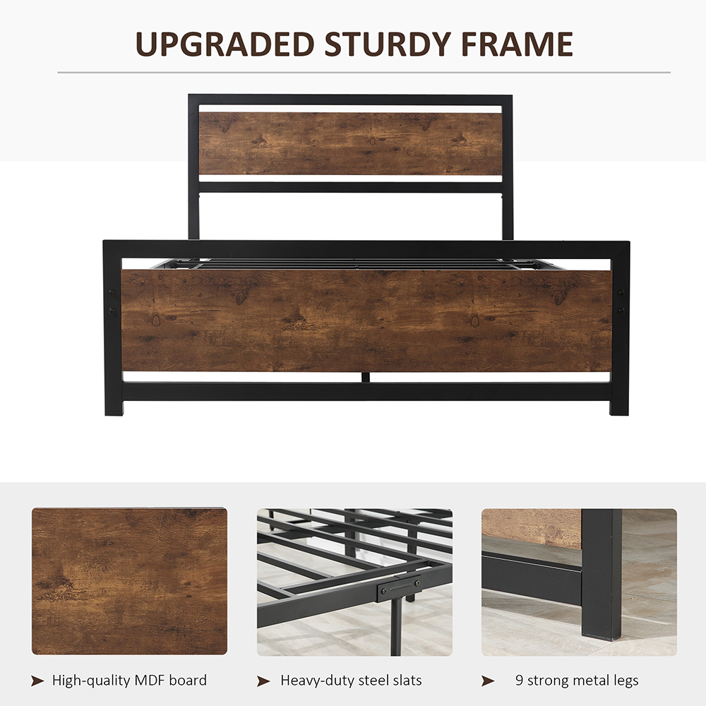 Portland Double Metal Bed Frame with Headboard and Footboard Image 4