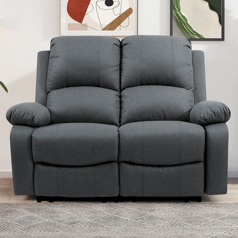 Comfy Living 2 Seater Dark Grey Linen Electric Recliner Sofa Image 1