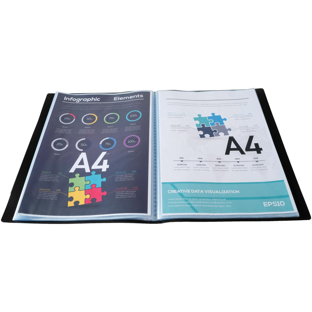 Exacompta A4 60 Pocket Black Display Book 8 Pack Image 3