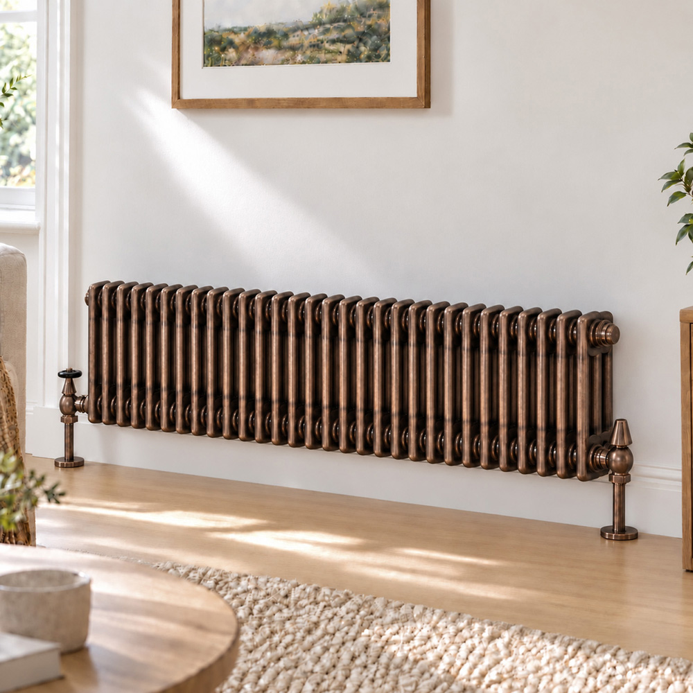 Go Bathrooms Clarence Antique Copper 3 Column 30 Section Radiator 300 x 1370mm Image 2
