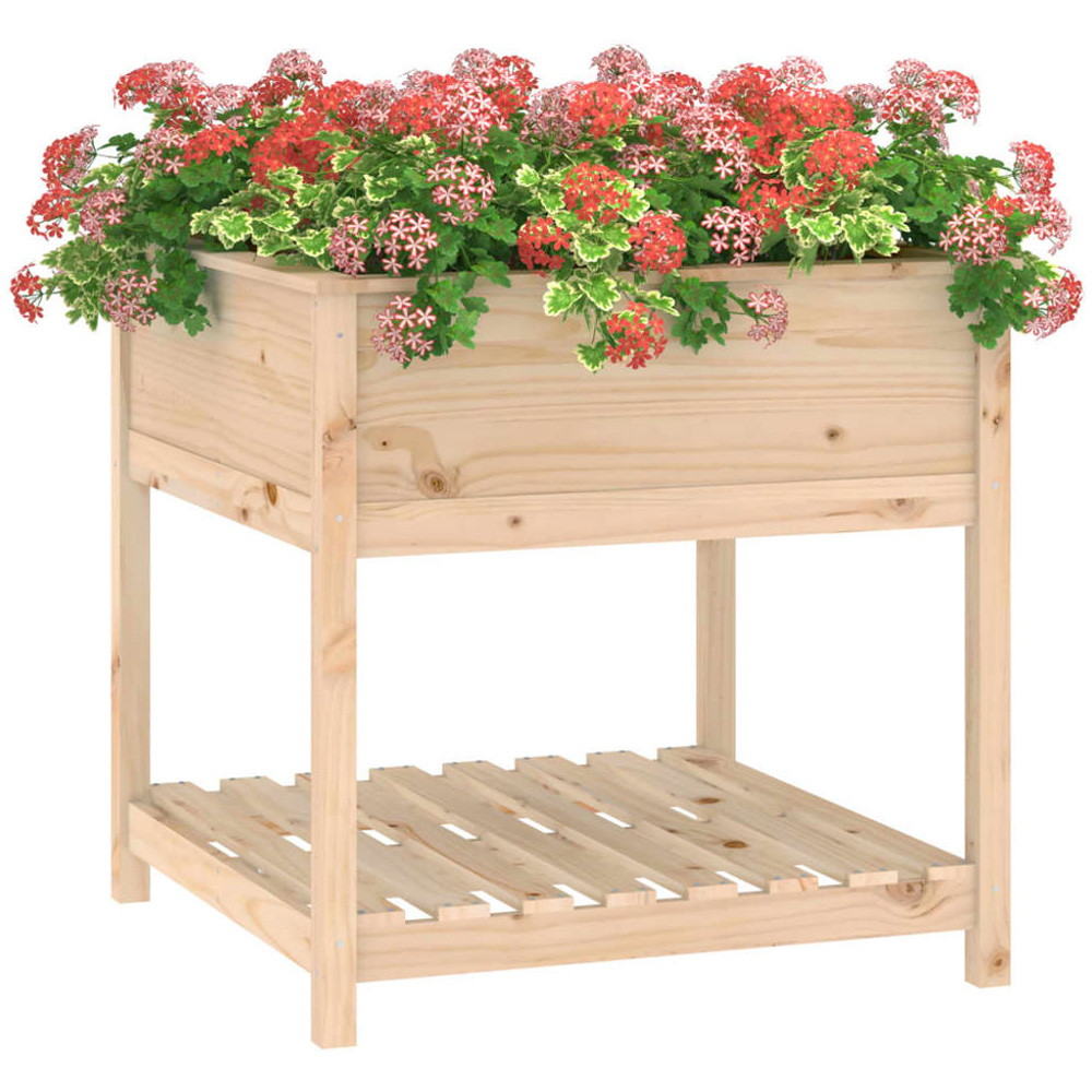 vidaXL Single Shelf Brown Solid Pine Wood Garden Planter 81 x 82.5 x 82.5cm Image 4