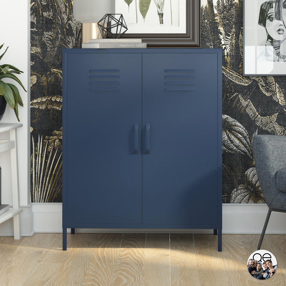 Dorel Bradford 2 Door 3 Shelf Navy Metal Storage Cabinet Image 7