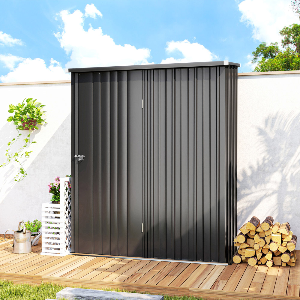 Outsunny 5.3 x 3.1ft Grey Metal Pent Garden Shed Image 5