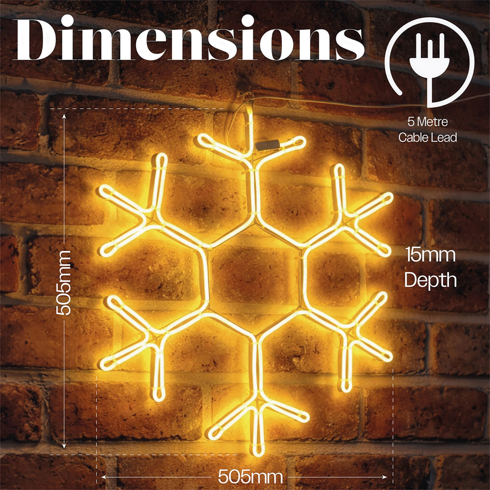 Xmas Haus Warm White SMD LED Neon Snowflake Christmas Decoration 50.5cm Image 8
