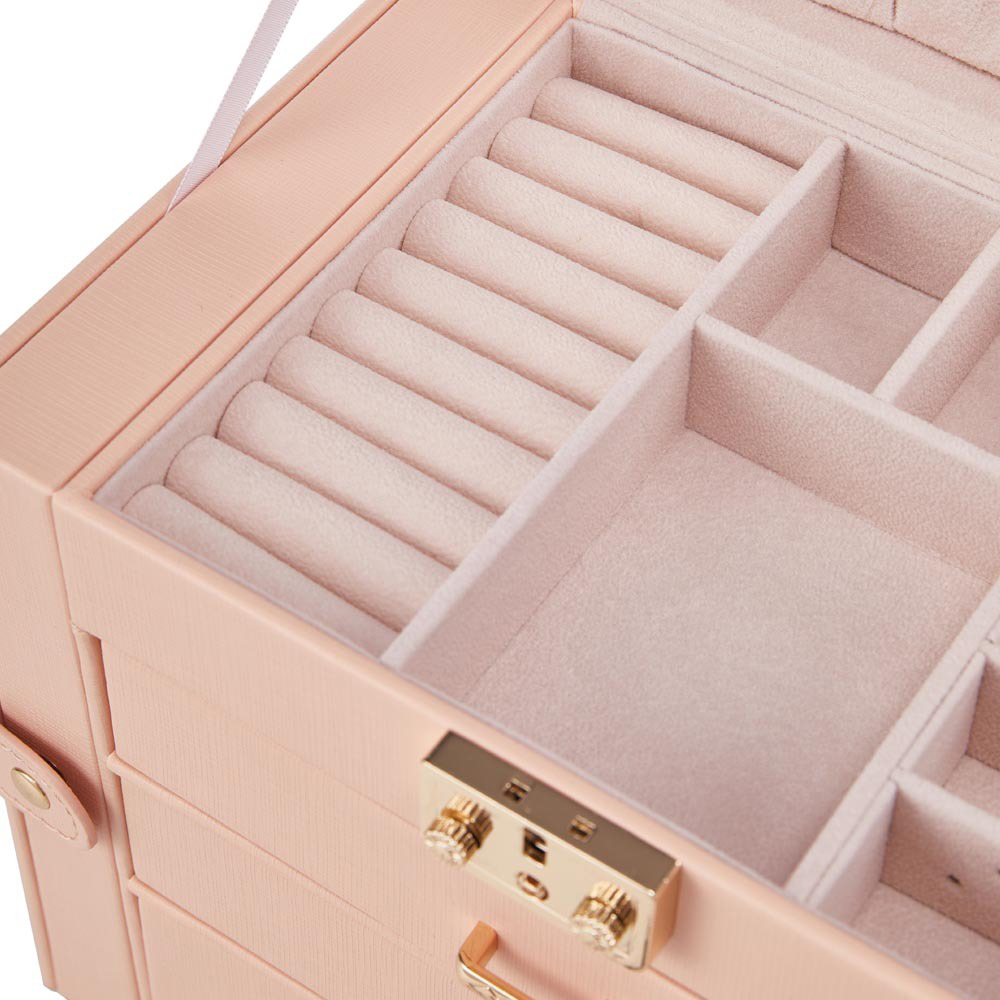 H&O Direct 3 Drawer Pink Jewellery Box Image 4