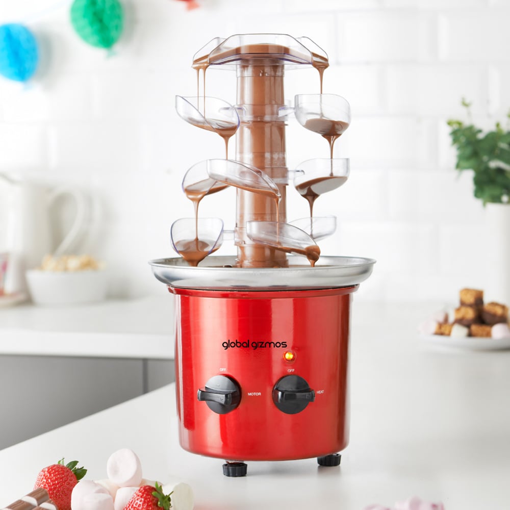 Global Gizmos Metallic Red 39cm Cascading Chocolate Fountain Image 2