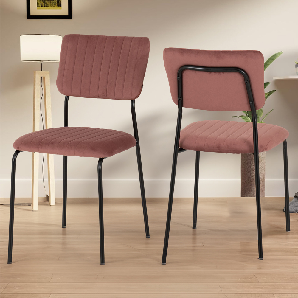 Seconique Sheldon Set of 4 Pink Velvet Dining Chairs Image 1