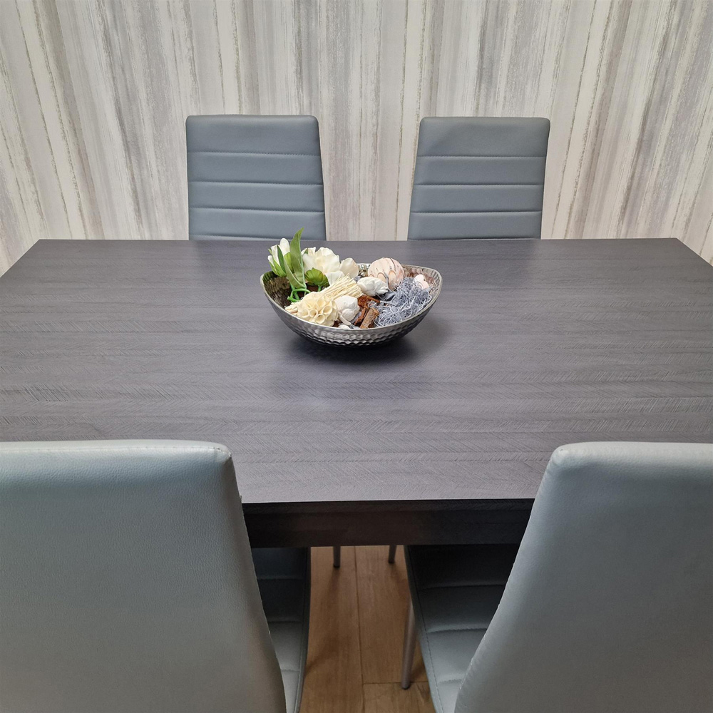 Kosy Koala 4 Seater Faux Leather Arrow Design Dining Set Charcoal and Grey Image 5