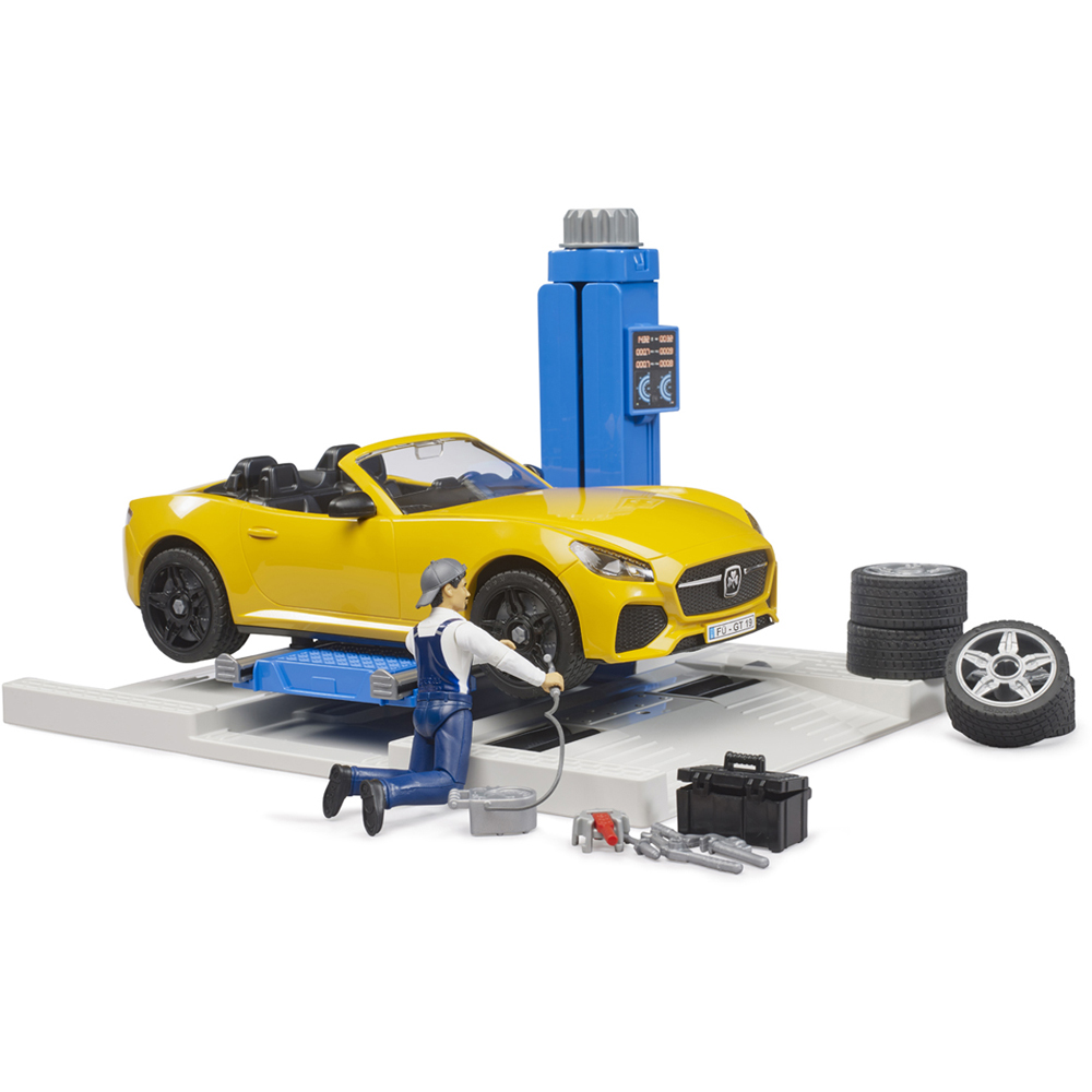 Bruder Kids bworld Car Service Centre and Roadster Playset Model Image 6
