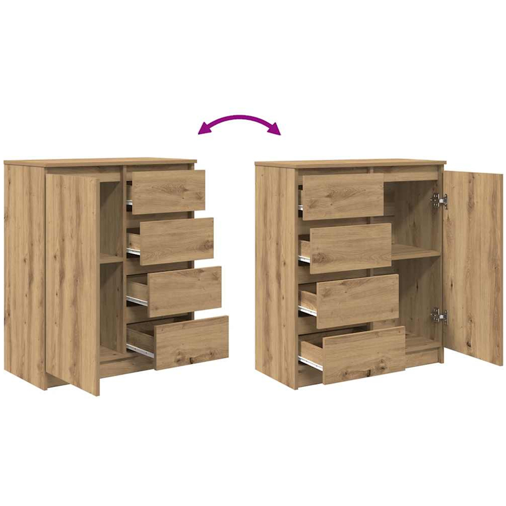 vidaXL Single Door 4 Drawer Artisan Oak Sideboard Image 9