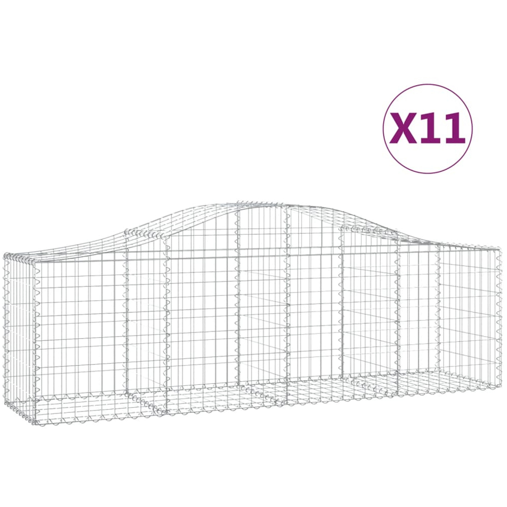 vidaXL Silver Galvanised Iron Arched Gabion Basket 200 x 50 x 60/80cm 11 Pack Image 2