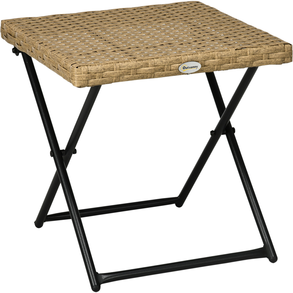 Outsunny Natural Rattan Folding Side Table Image 2