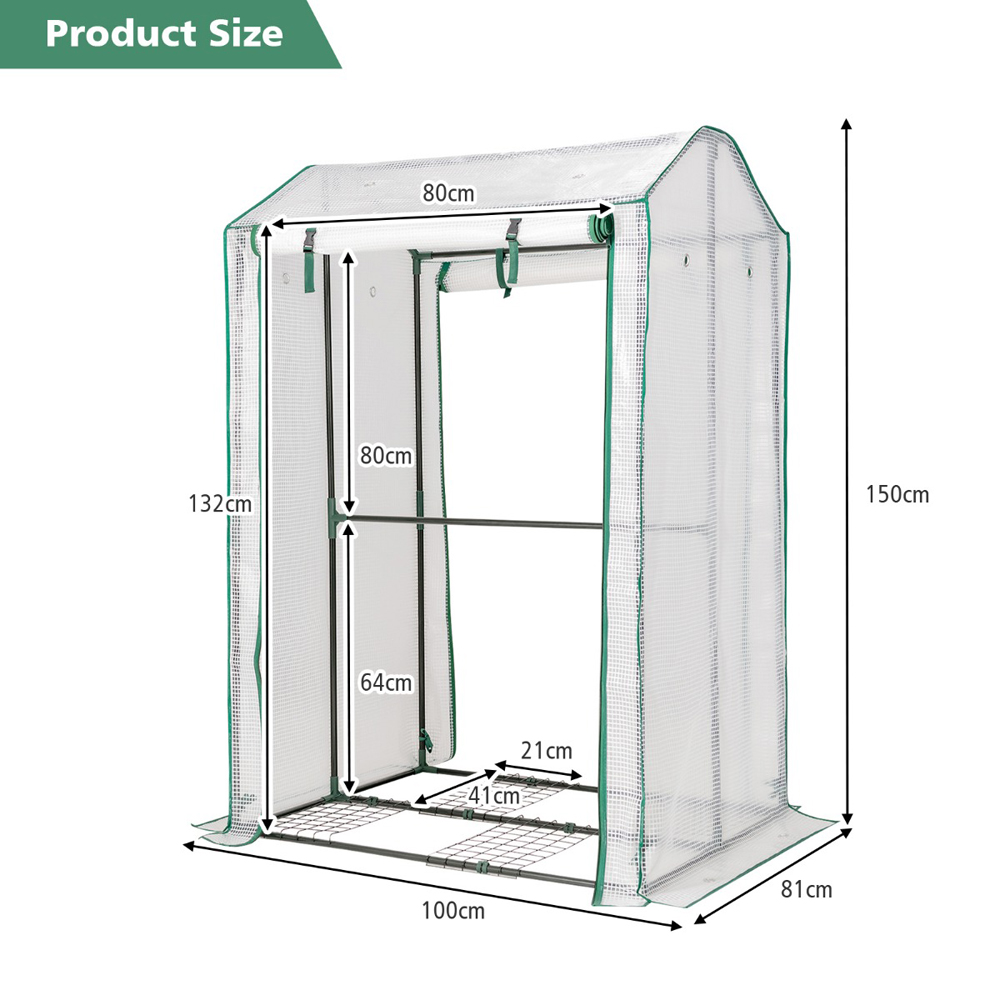 Costway Garden Grow Green House with 4 Shelves and Zippered Door Image 9