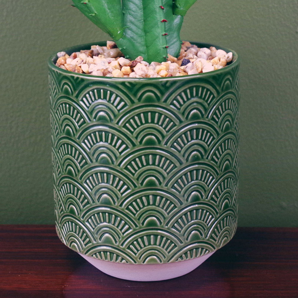 Leaf Cactus Artificial Plant in Green Ceramic Planter 23cm Image 3