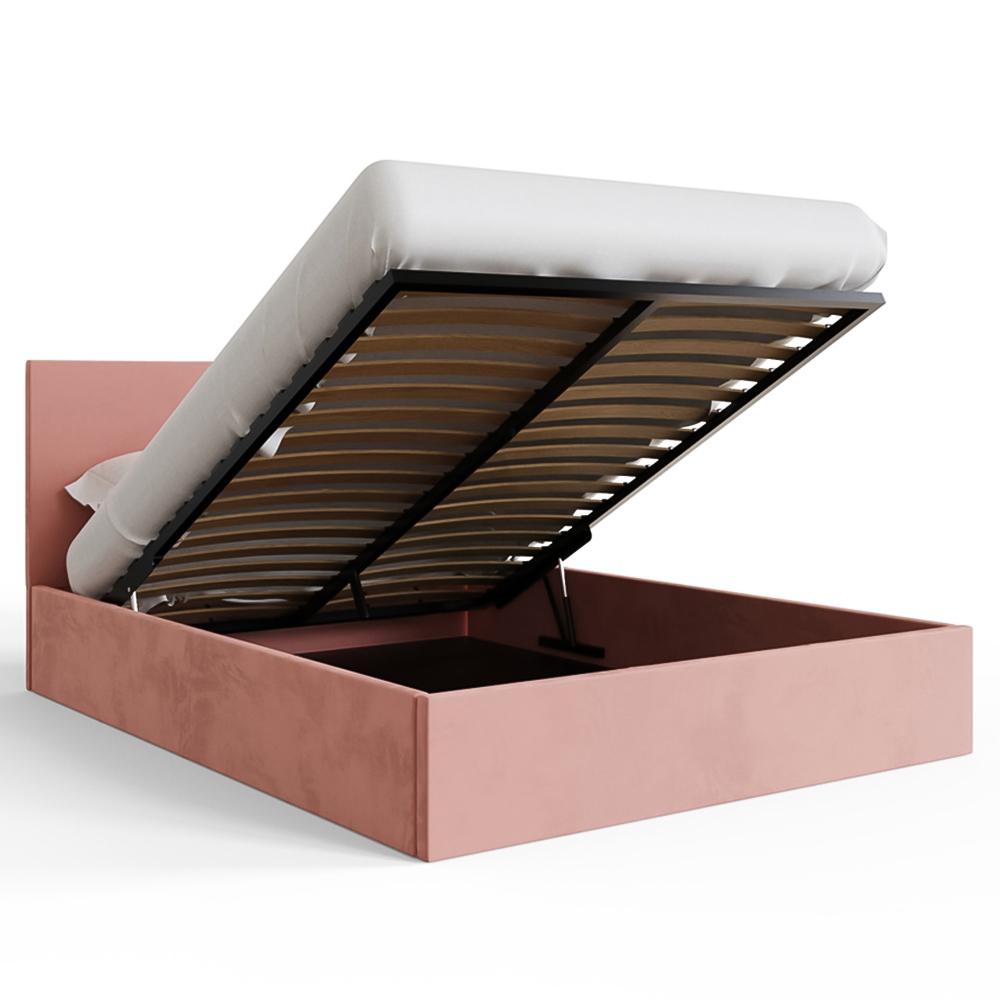 GFW King Size Blush Pink Velvet End Lift Ottoman Bed Image 6