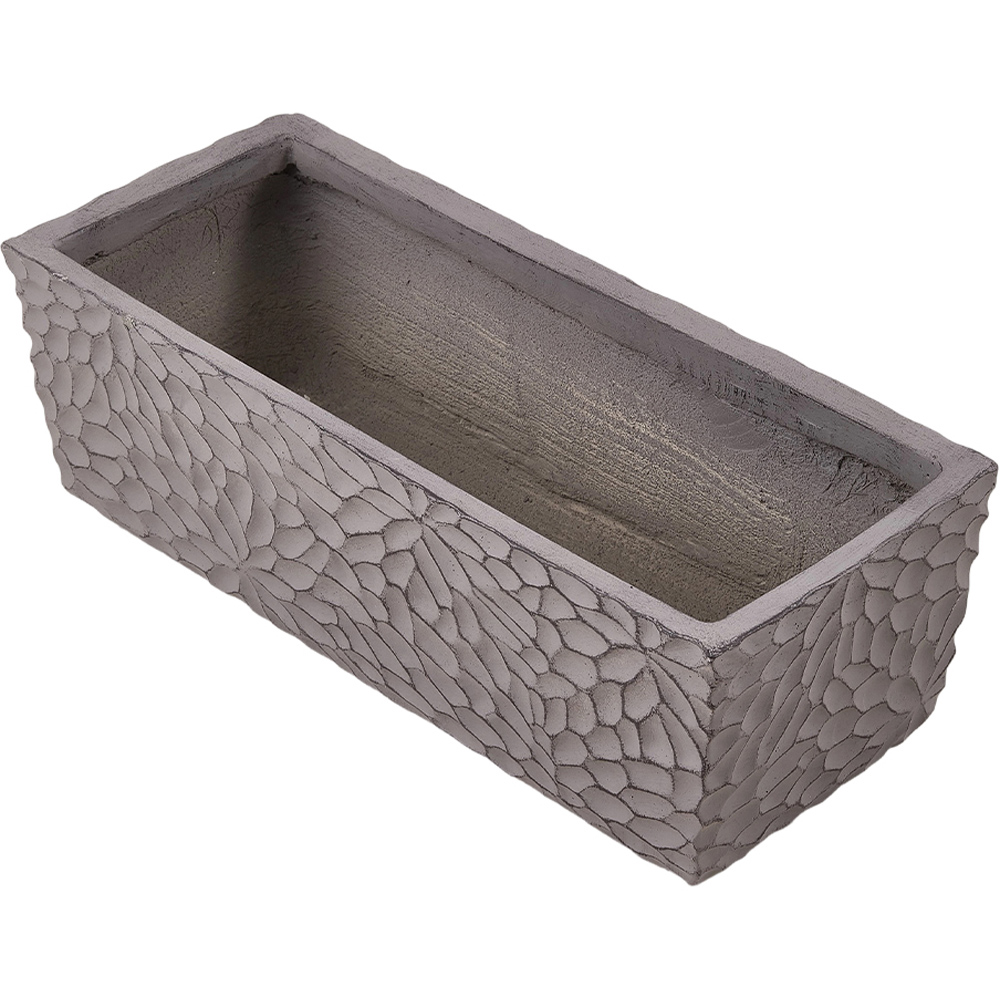 Living and Home Charcoal Grey Rectangle Cement Planter with Drainage Holes 55 x 22.7cm Image 1