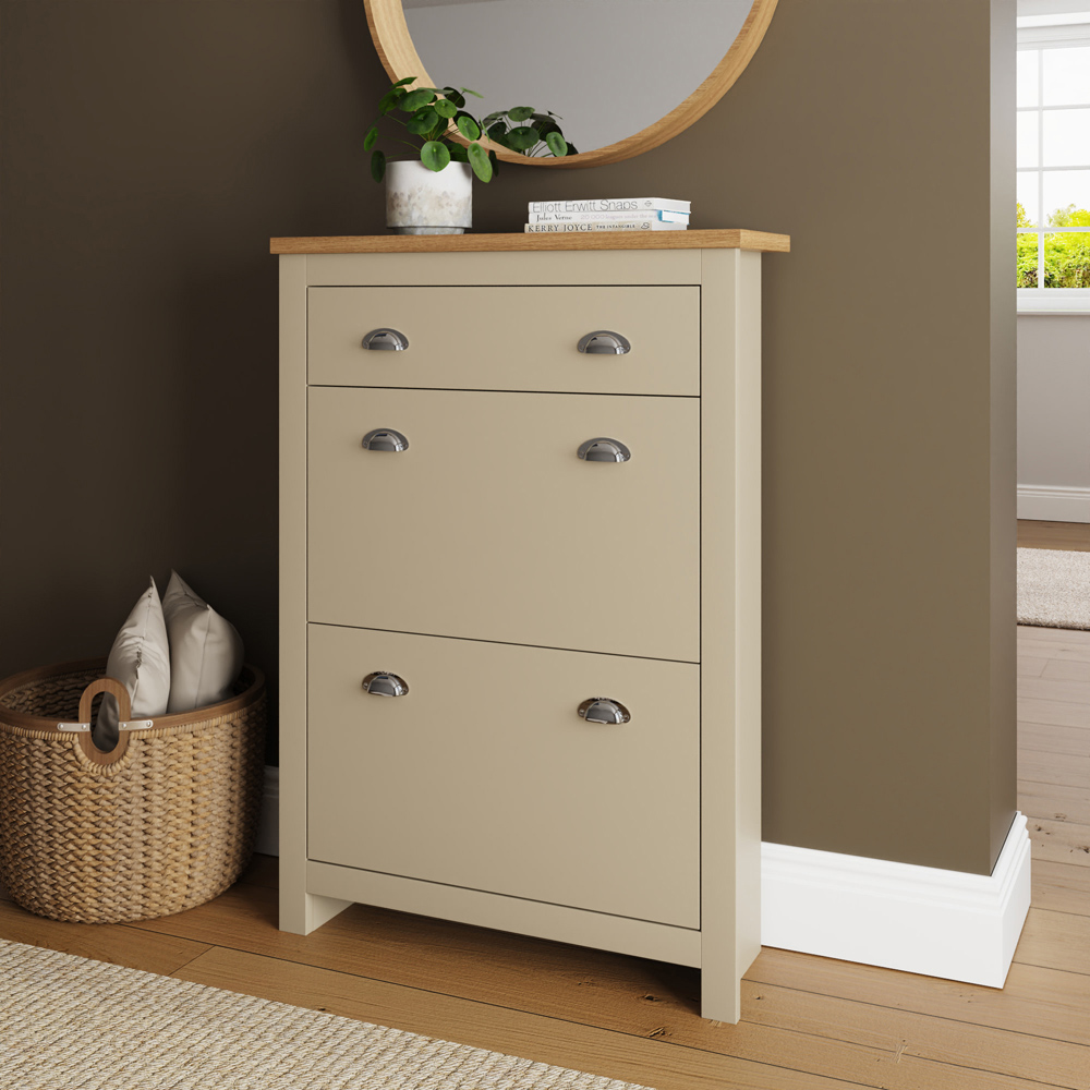 GFW Lancaster Cream 2 Door 1 Drawer Shoe Cabinet Image 7