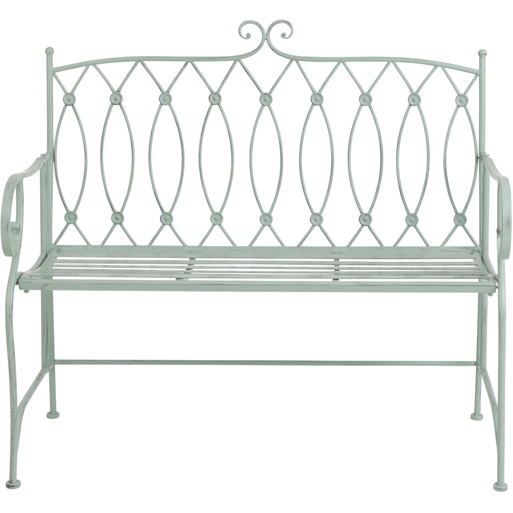 Charles Bentley 2 Seater Heritage Green Decorative Rustic Metal Garden Bench Image 2
