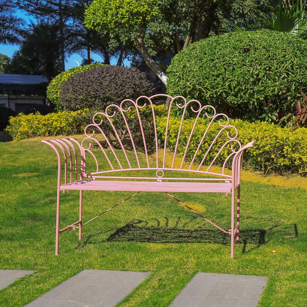 GlamHaus Palermo Blush Pink Garden Bench Image 8