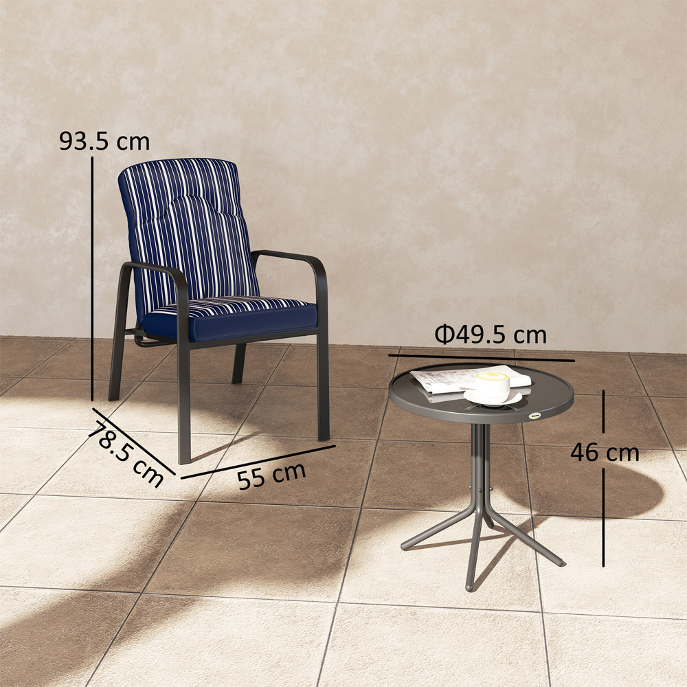 Outsunny 2 Seater Blue Recliner Garden Chair Set Image 9