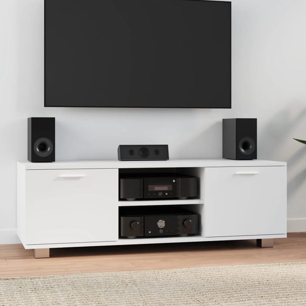 vidaXL 2 Door 2 Shelf White TV Cabinet Image 1