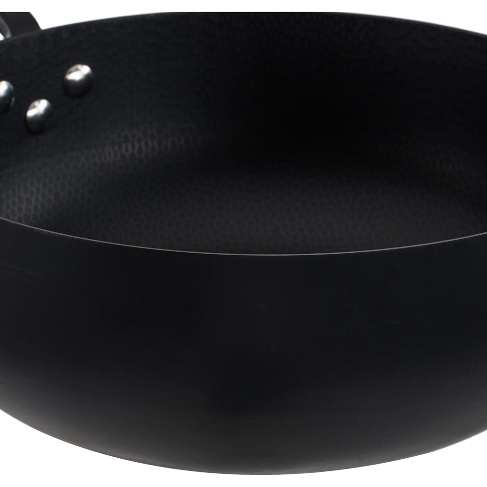 Living and Home 24cm Black Iron Wok with Detachable Handle Image 5