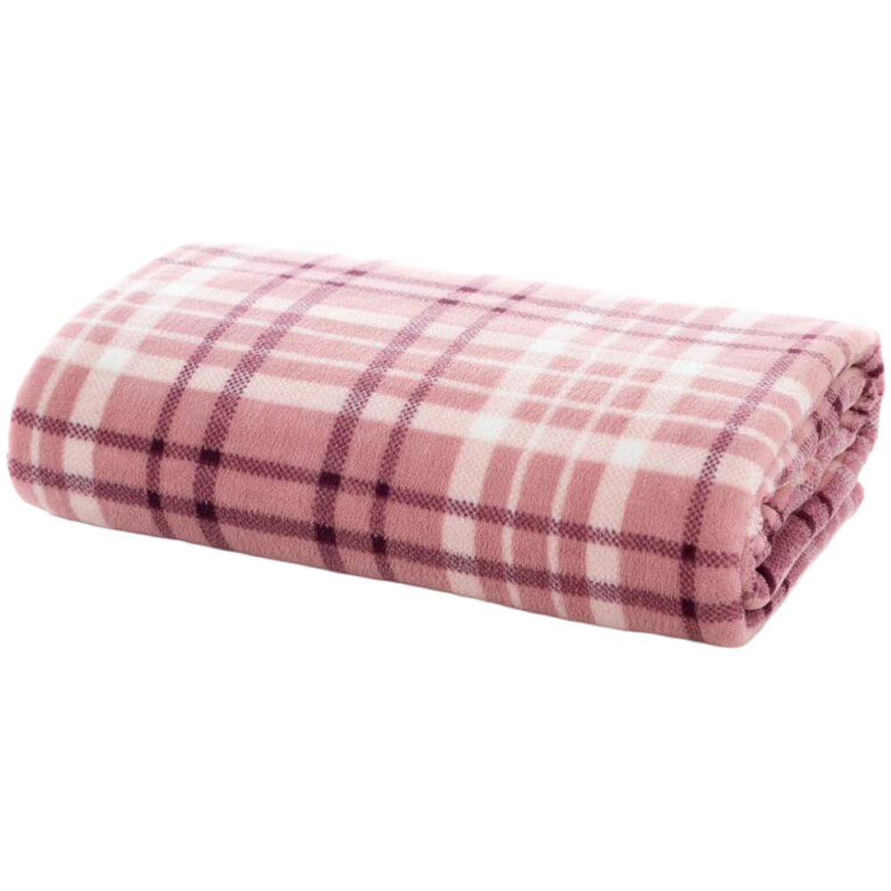 Deyongs Pink Check Pattern Snuggle Touch Throw 140 x 180cm Image 1
