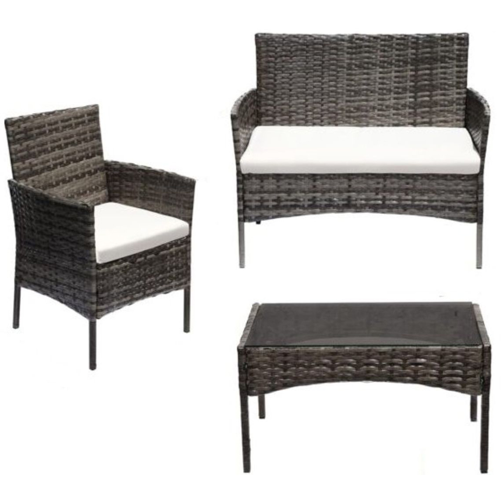 Willowmare 4 Seater Grey PE Rattan Garden Lounge Set Image 3