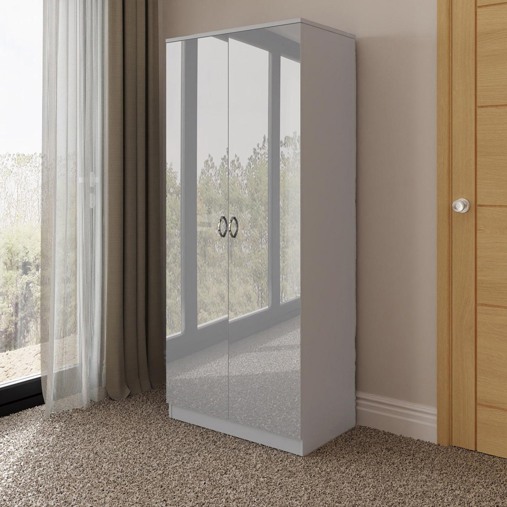 FWStyle Chilton 2 Door Grey Gloss Wardrobe Image 6