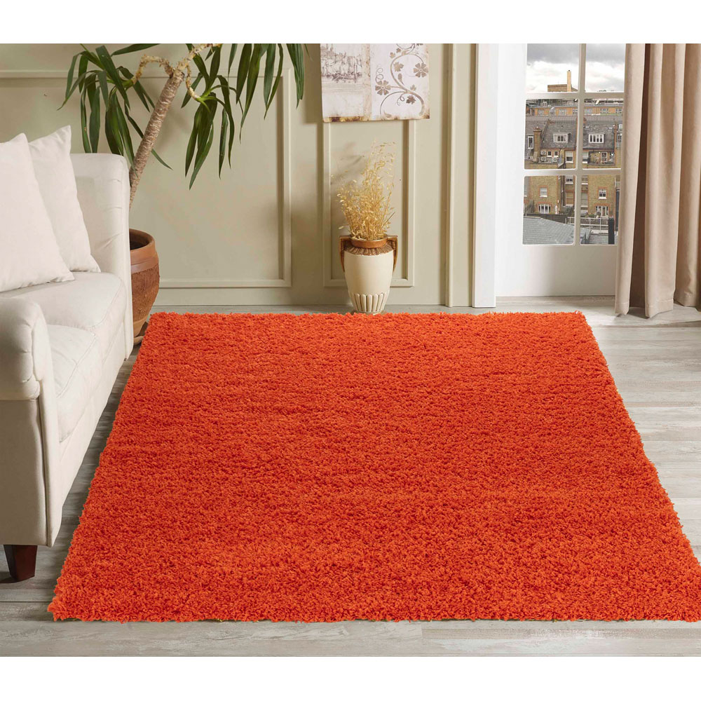 Desire Rugs Oxford Orange Plain Shaggy Runner Rug 60 x 220cm Image 5