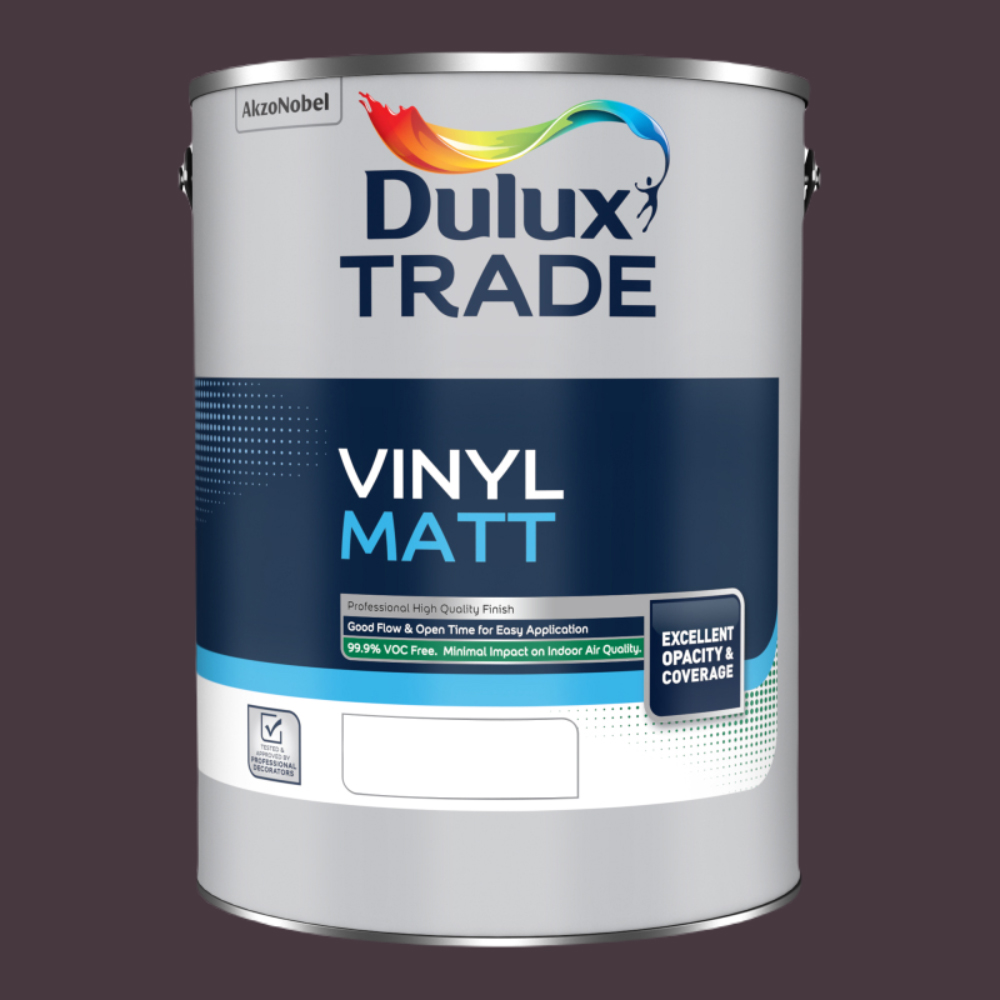 Dulux Trade Decadent Damson Walls and Ceilings Vinyl Matt Paint 5L Image 2
