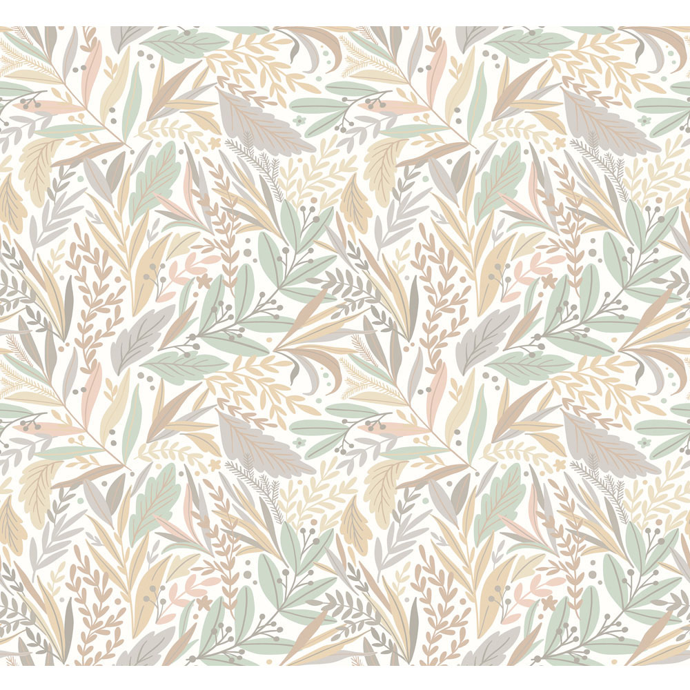 Origin Murals Repeatable Patterned Leaves Linen 3 Drop Wall Mural | Wilko