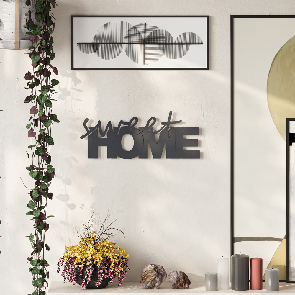 Decortie Black Metal Brass Core Sweet Home Wall Art Image 3