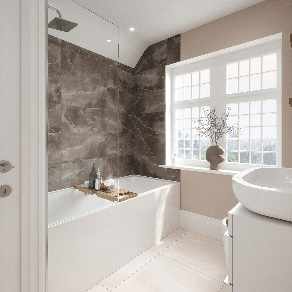 Johnson Tiles Melford Marble Effect Satin Finish Dark Brown Rectified Tile L600 x W300mm 9 Pack Image 4