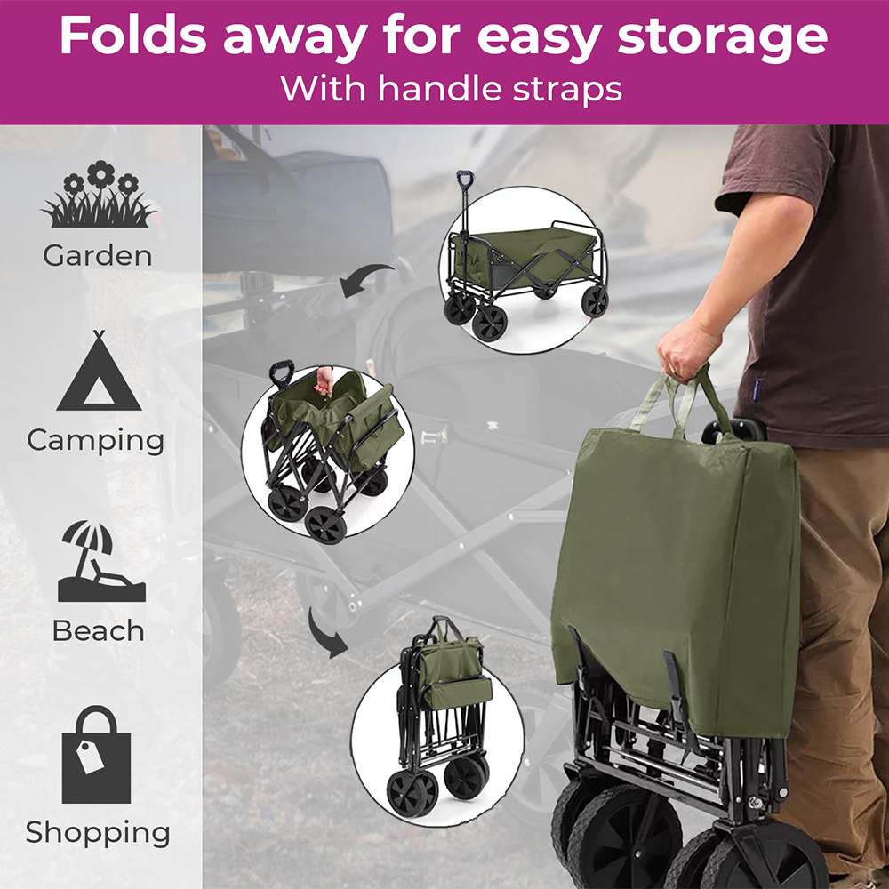 Neo Khaki Foldable Garden Festival Cart 150kg Image 6