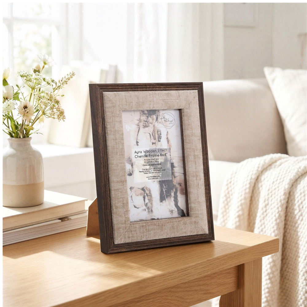 Ayra Wooden Effect Chenille Photo Frame 4 x 6 inch Image 2