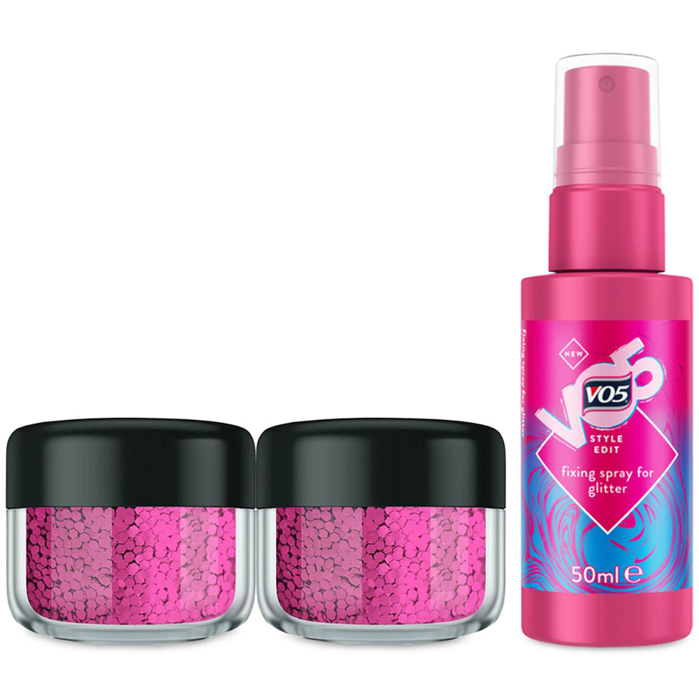 VO5 Pink Powder Hair Glitter with Fixing Spray 2 Pack Image 1