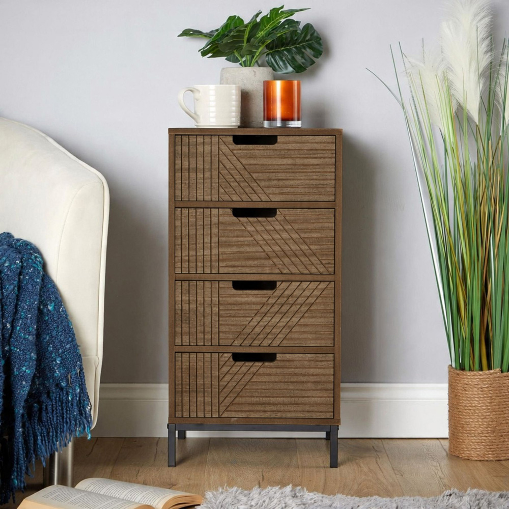 Home Source Mundesley 3 Drawer Wooden Geometric Storage Unit Image 6