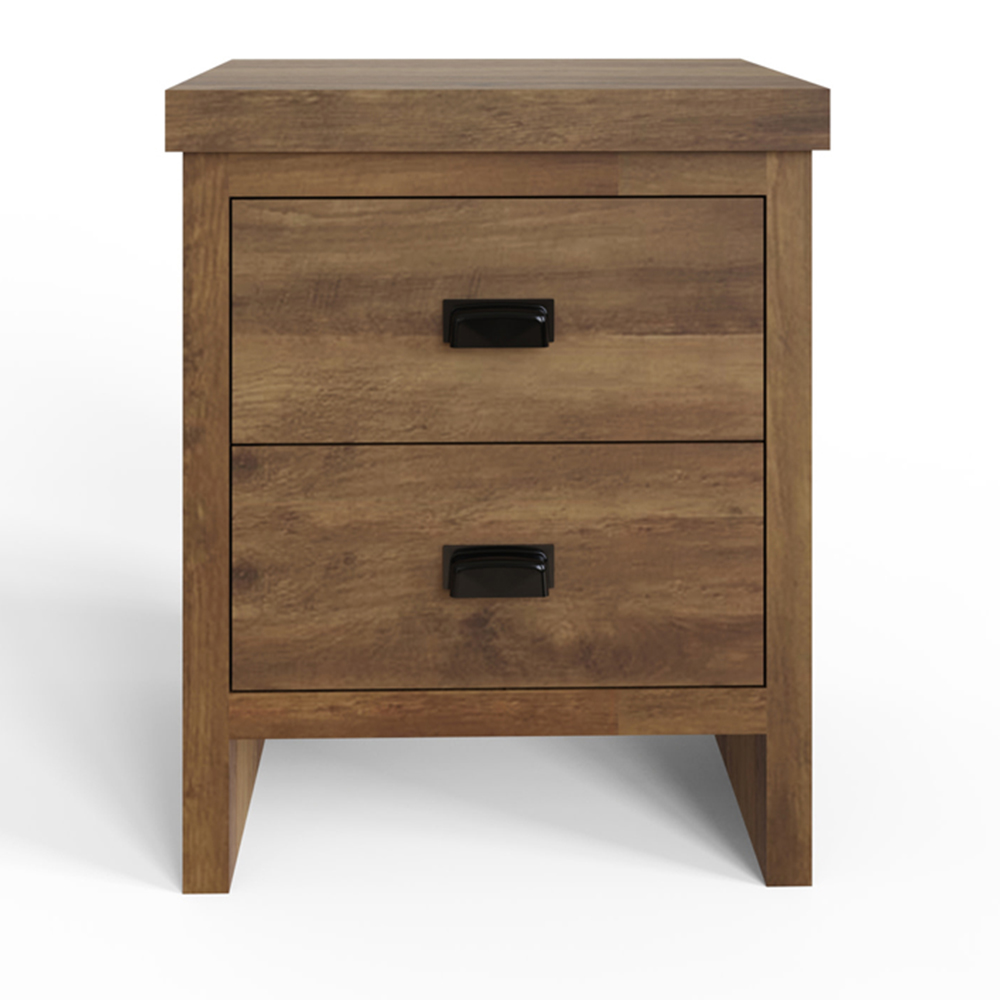 GFW Boston 2 Drawer Knotty Oak Bedside Table Set of 2 Image 5