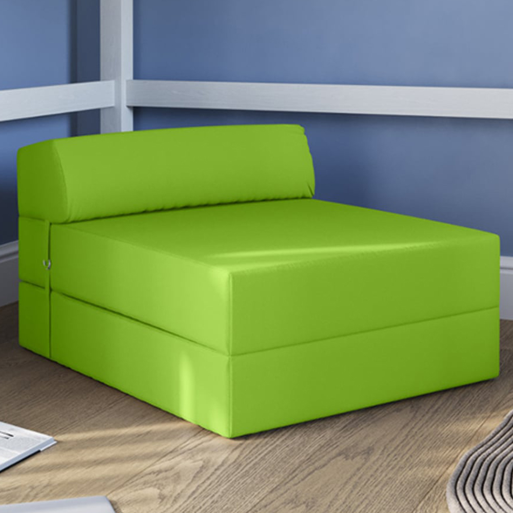 Flair Single Lime Green Portable Z Fold Futon Chair Bed Image 1