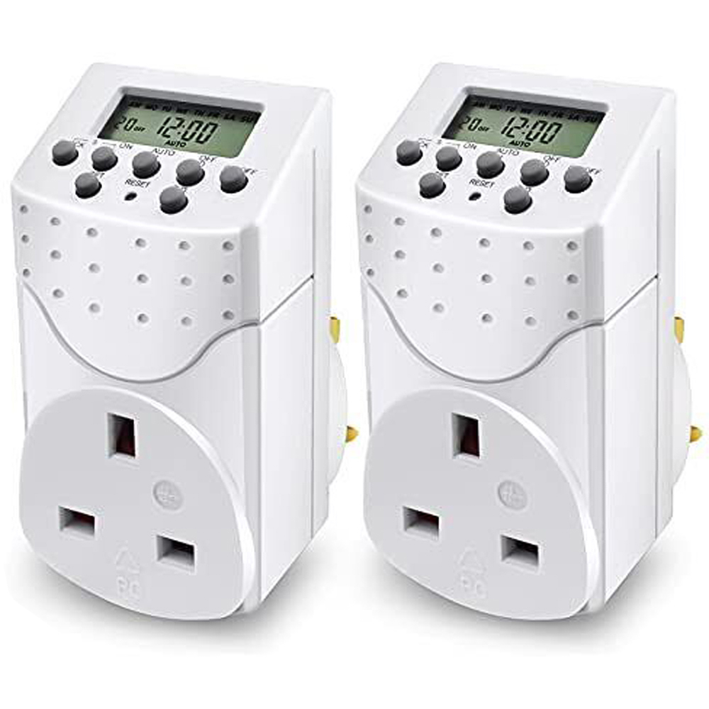 ExtraStar 2 Pack White Programmable Digital Timer Image 1