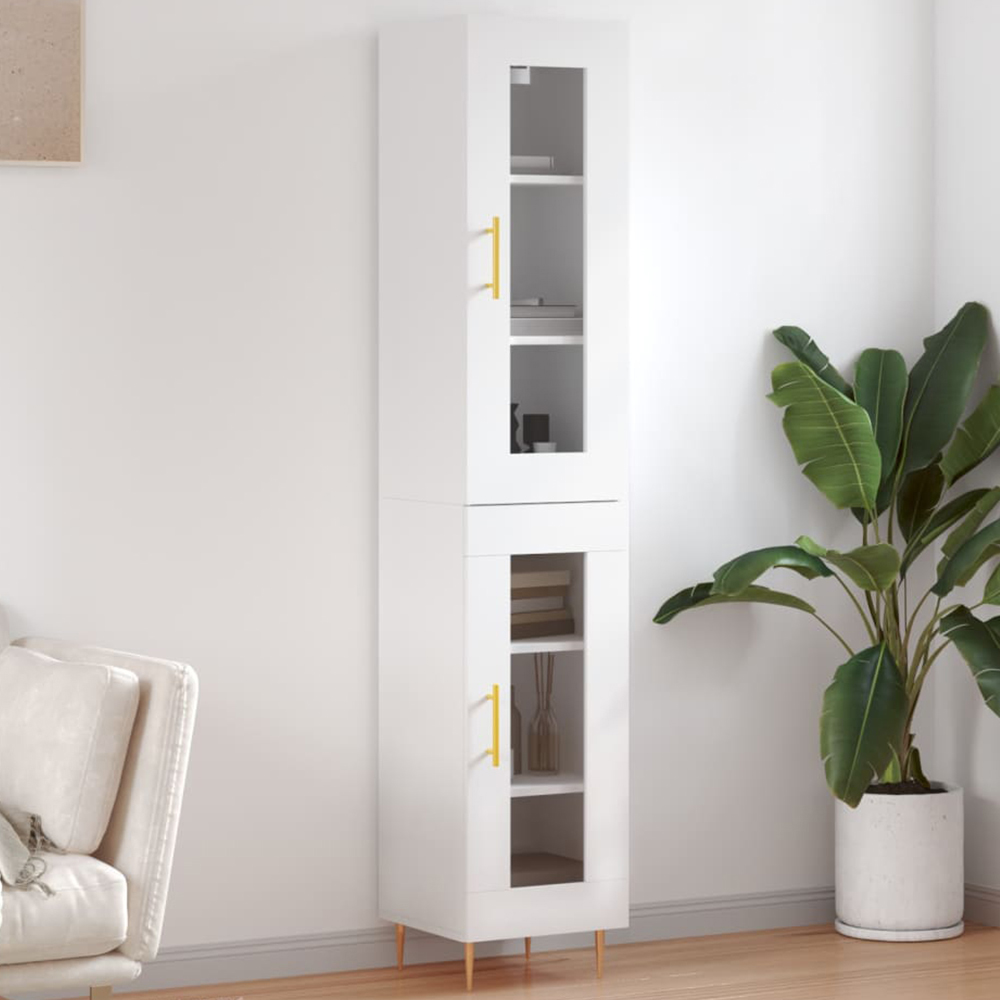 vidaXL 2 Glass Door White Highboard Image 1