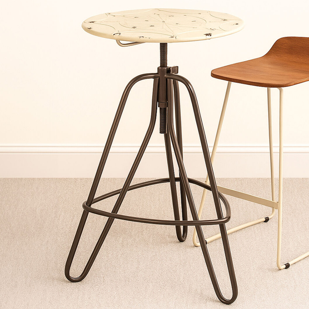 Premier Housewares Artisan Cream Metal Table Image 1