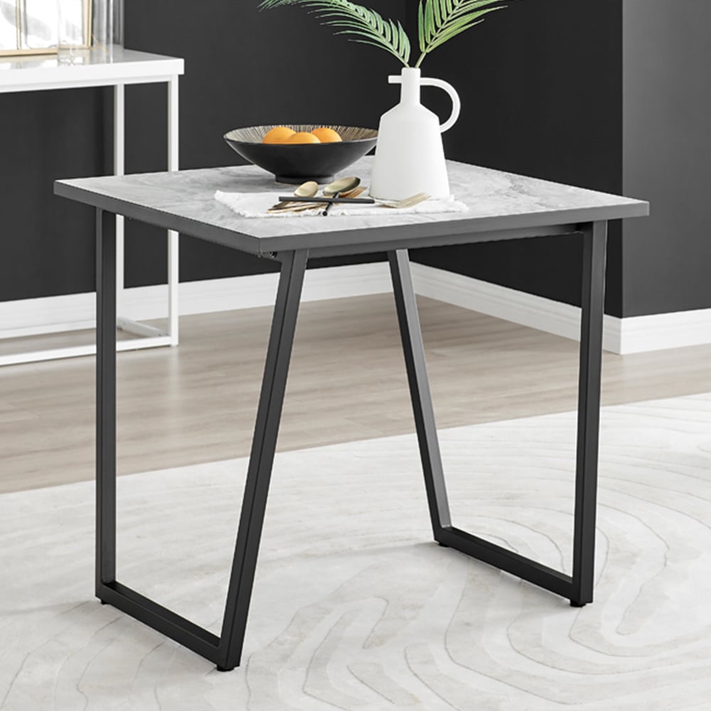 Furniturebox Copeland Fontana Marble Effect 2 Seater Dining Set White and Chrome Image 2