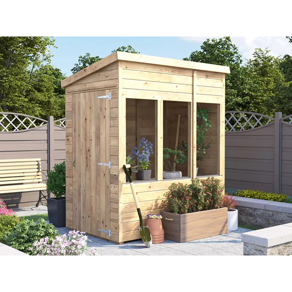 Dunster House Overlord 4 x 6ft Modular Brown Superfelt Pent Potting Shed Image 2