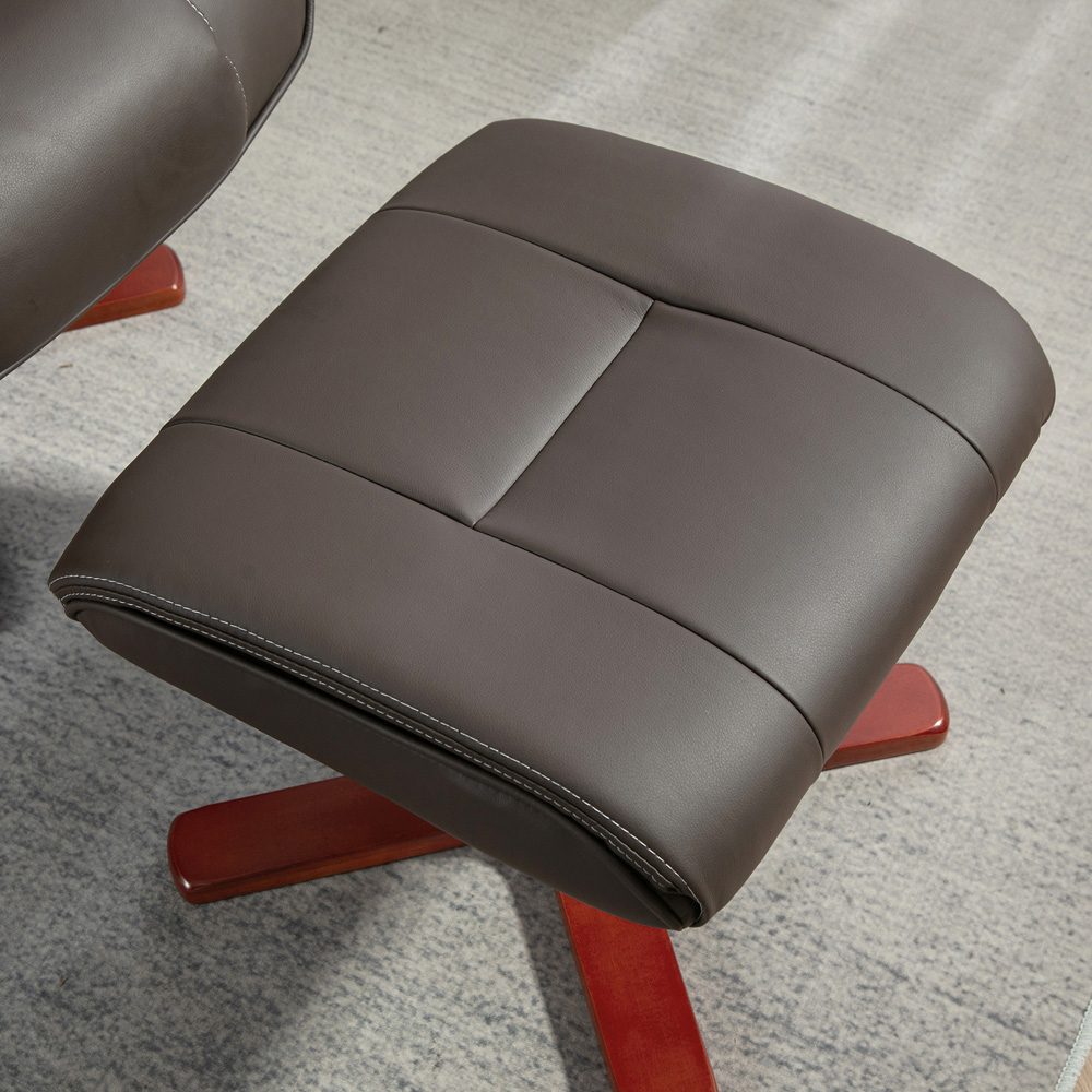 Portland Brown Recliner Armchair with Footstool Image 3