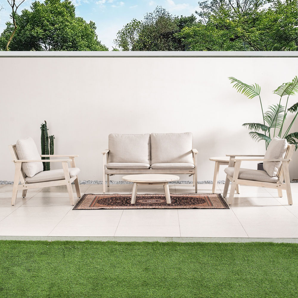 Direct Wicker 4 Seater Naturally Sanded Acacia Wood Outdoor Lounge Set Image 4
