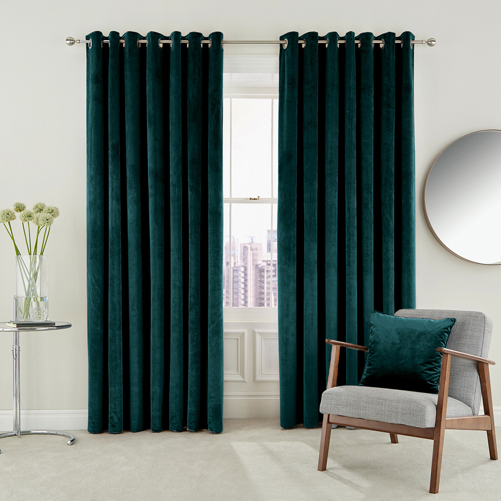 Helena Springfield Escala Lined Teal Curtains 168 x 137cm Image 3